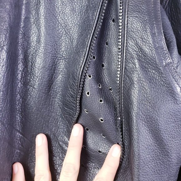Unik Ultra Black Leather Motorcycle Biker Jacket  Insulated Size Large - Picture 9 of 13
